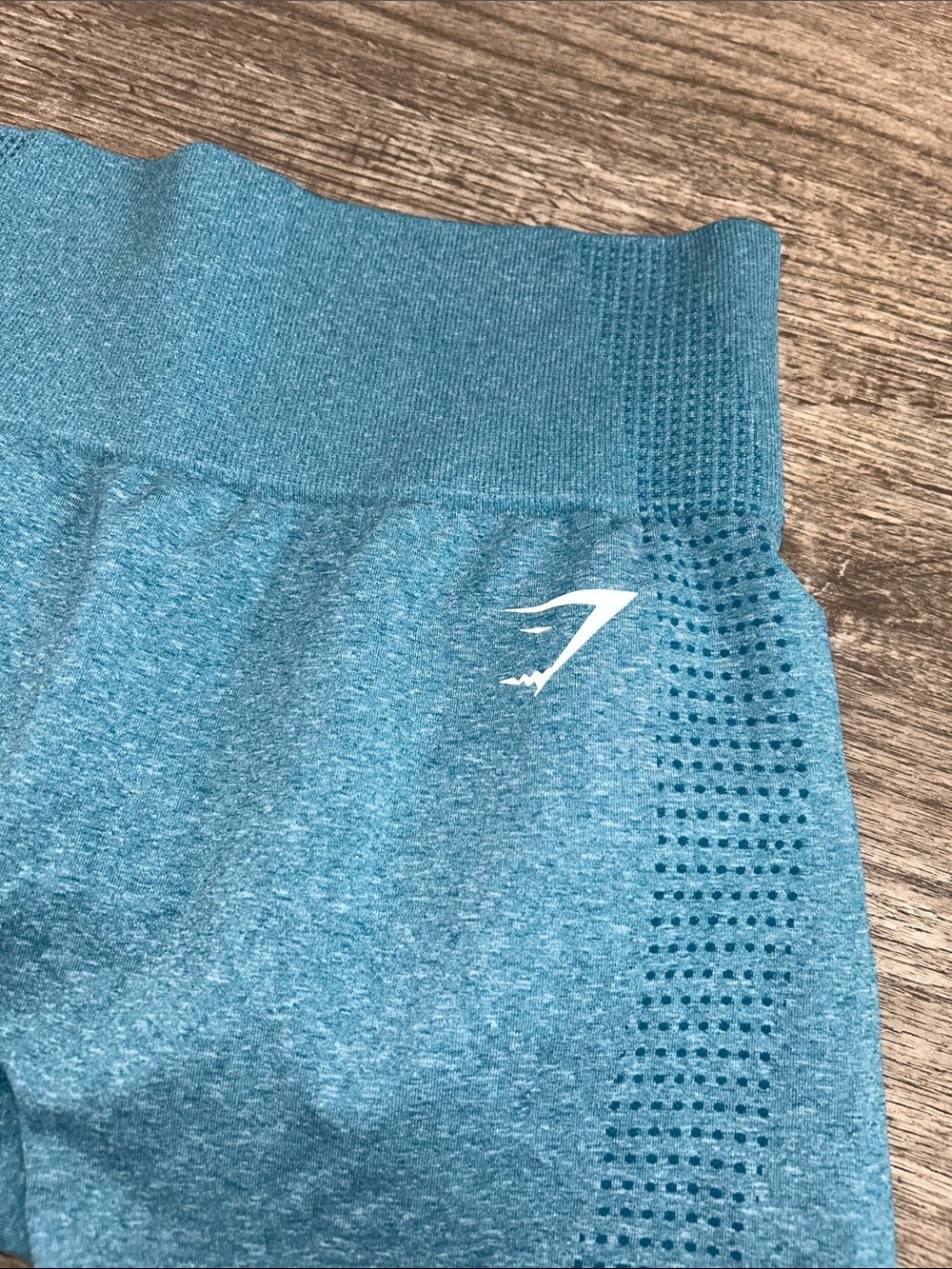 Seamless Teal Leggings High Waisted Cropped Length Mesh Gymshark Style XS Small - Picture 3 of 7